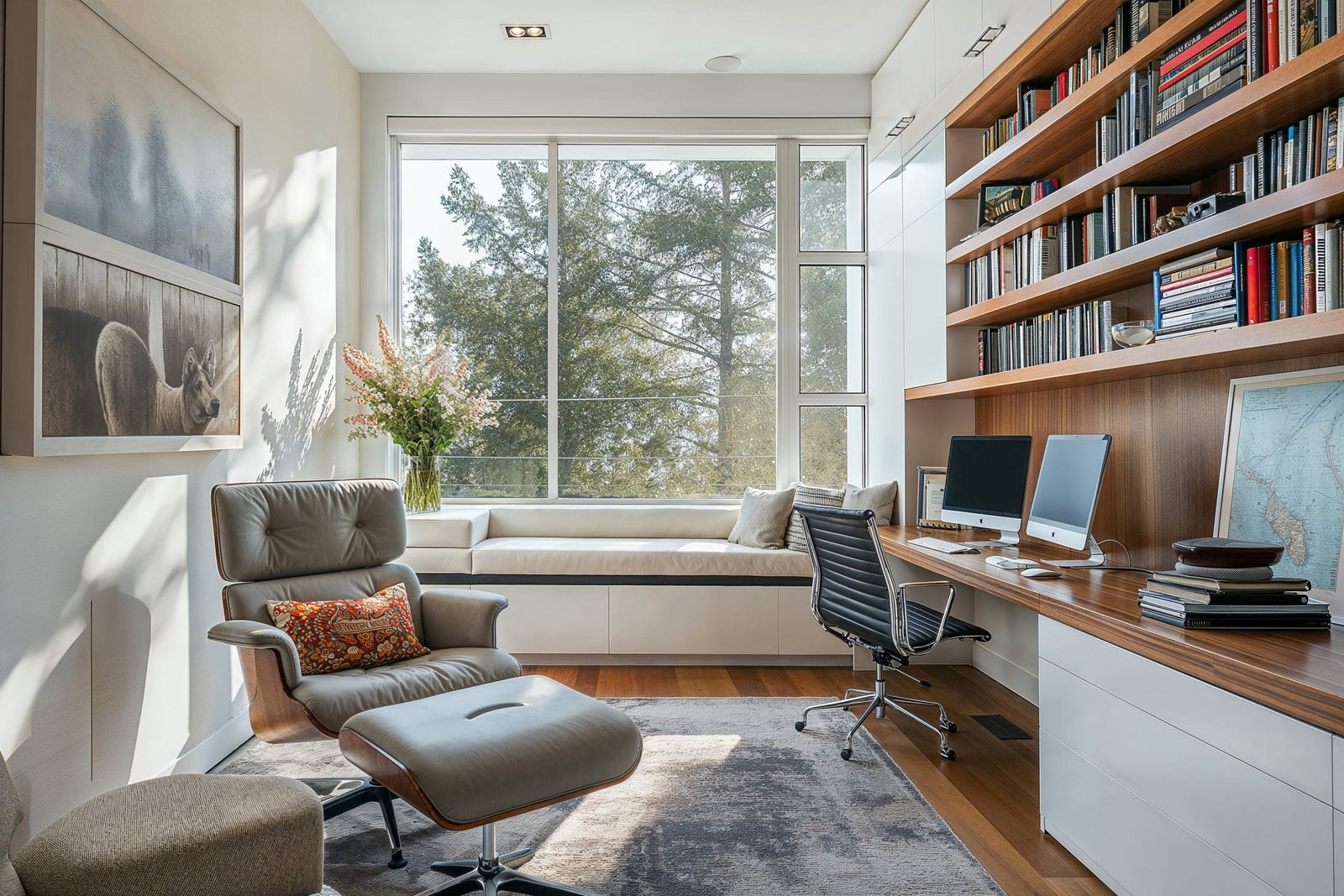 A sleek, minimalist desk is perfect for small home office setups, while larger workspaces can accommodate executive desks with built-in storage