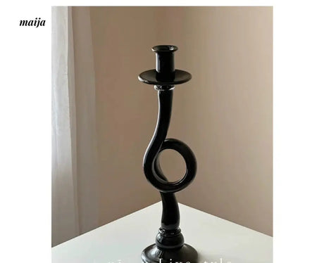 GUIFOU Retro Black Glass Candlestick from GUIFOU