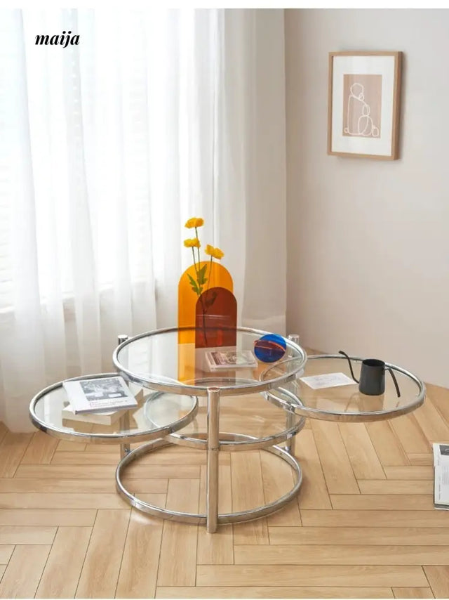LOWERLEFT Rotating Glass Tea Table from Lower Left