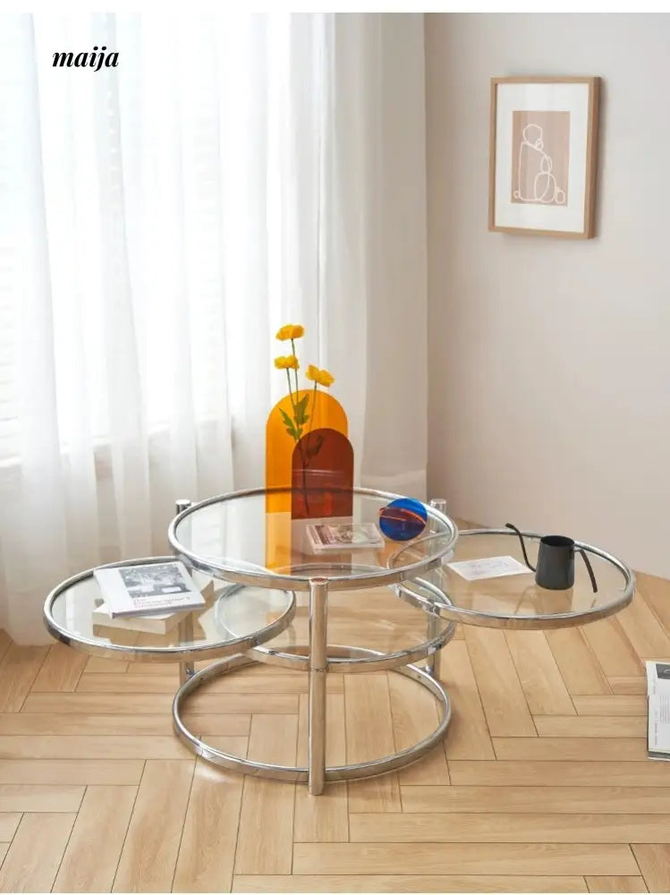 LOWERLEFT Rotating Glass Tea Table from Lower Left