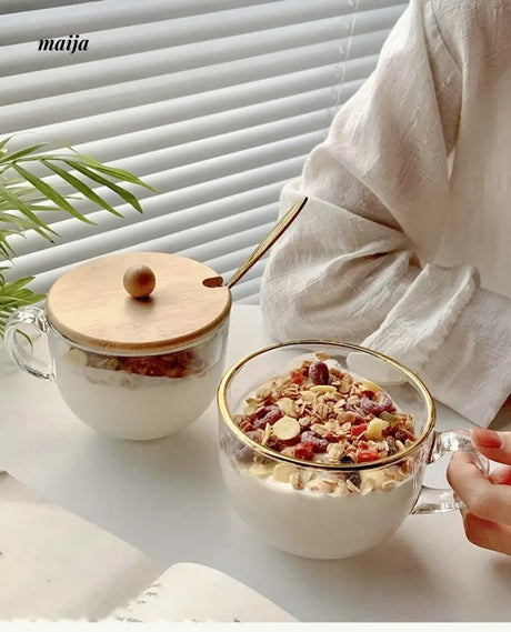 BANKE Wide Mouth Glass Oat Breakfast Bowl from BANKE