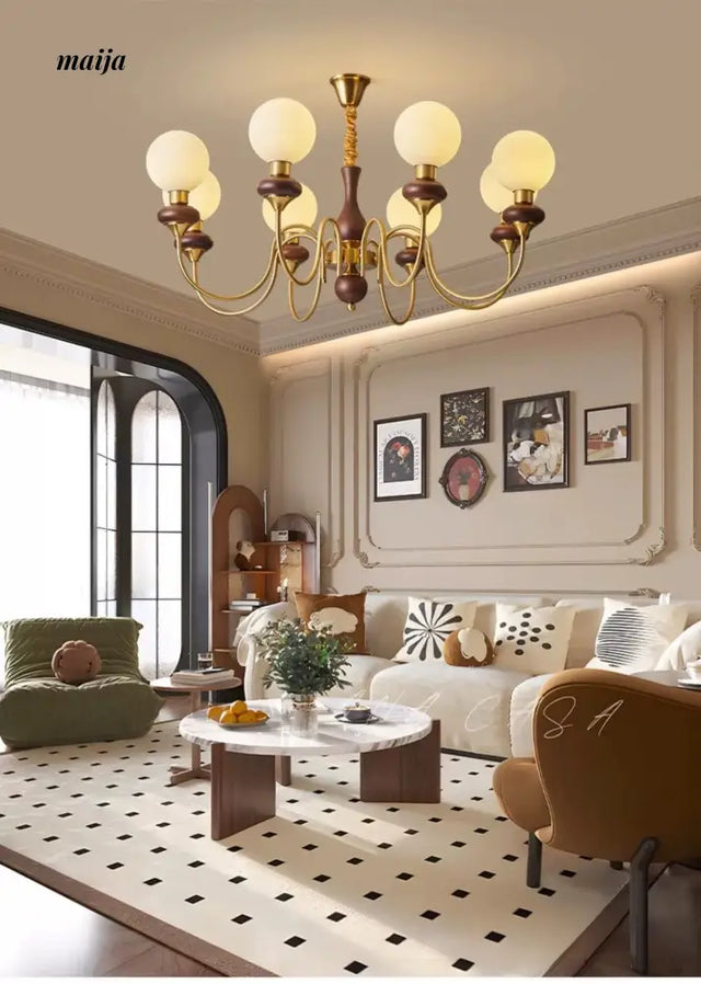 NANCY Retro Walnut Living Room Chandelier Eye Protection from HOBBYTREE