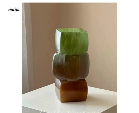 GUIFOU Square Glazed Green Vase from GUIFOU