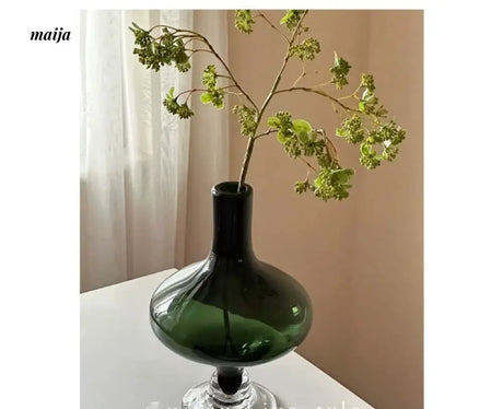 GUIFOU Narrow Mouth Green Glass Vase from GUIFOU