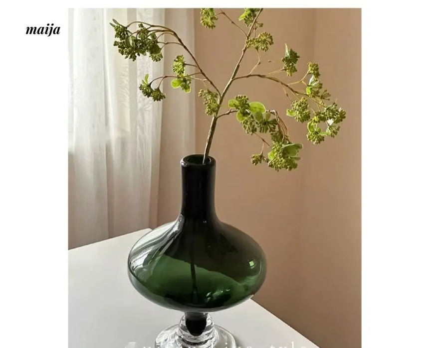 GUIFOU Narrow Mouth Green Glass Vase from GUIFOU