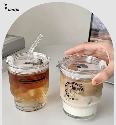 BANKE Summer Portable Glass Latte Coffee Cup from BANKE