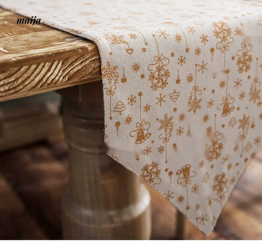 MAN YUE HOME Retro Christmas Dining Tablecloth Hot Gold Design from MAN YUE HOME