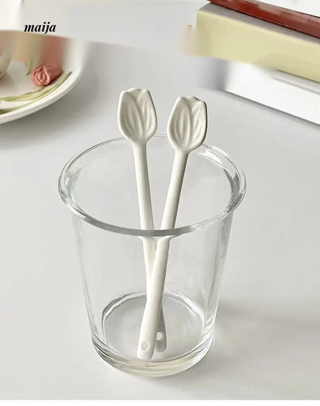 BANKE Tulip Ceramic Coffee Spoon Creative Stick from BANKE