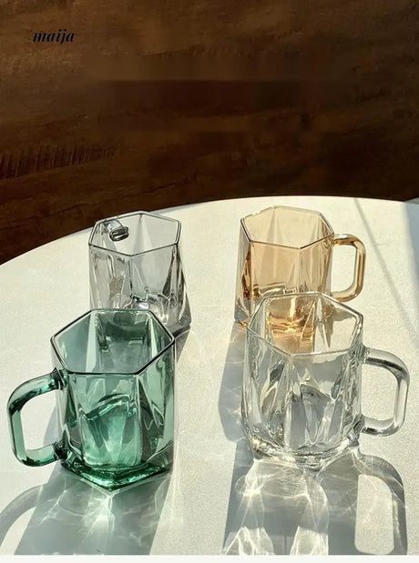 BANKE Diamond Hexagonal Transparent Coffee Glass Cup from BANKE