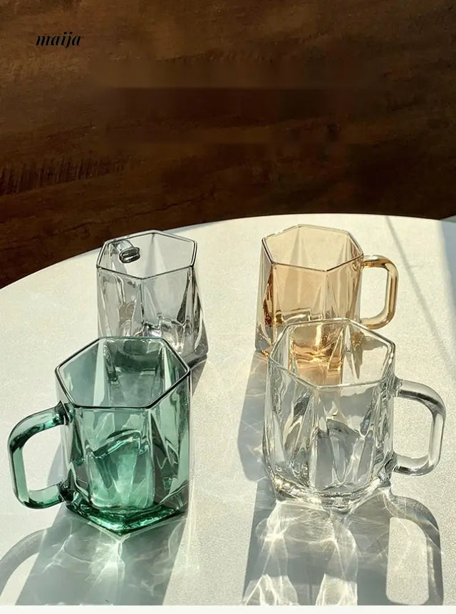 BANKE Diamond Hexagonal Transparent Coffee Glass Cup from BANKE