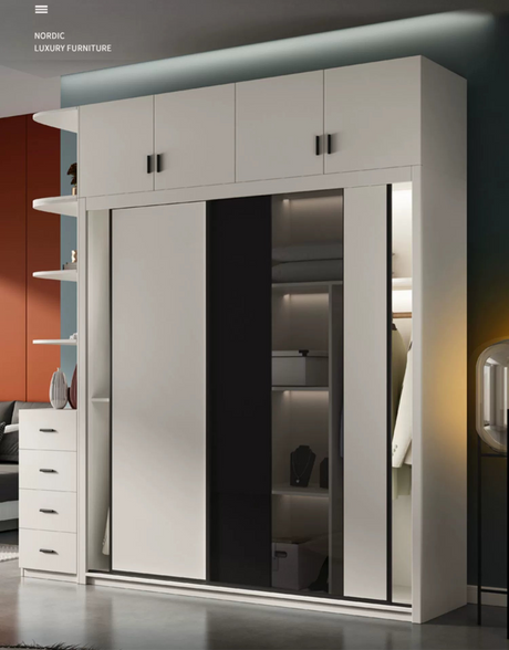 AIWO Lucien Light Luxury Glass Sliding Door Wardrobe from AIWO