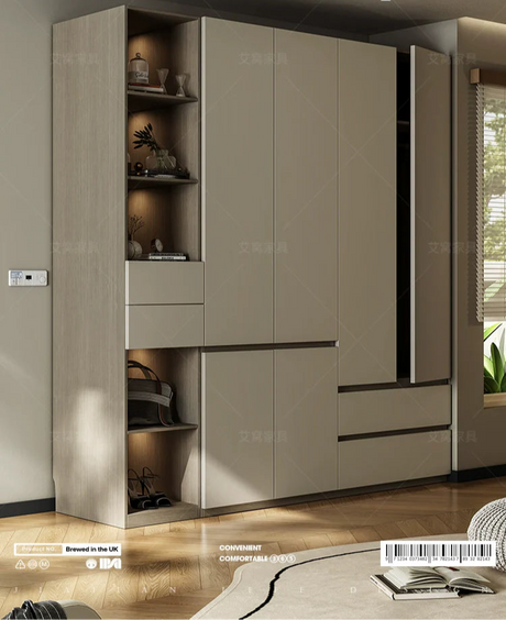 AIWO Sylvain Handless Solid Wood Wardrobe with Multi-Layer Storage from AIWO