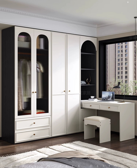 AIWO Orion One-Door Ceiling-High Wardrobe with Corner Desk Integration from AIWO