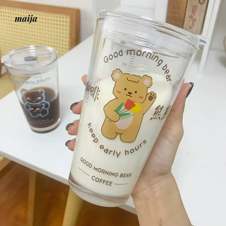 BANKE Coffee Milk Tea Glass Cup with Little Bears from BANKE