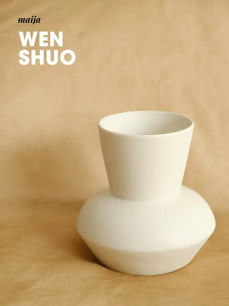WENSHUO French Cream Wide-Mouth Vase from WENSHUO