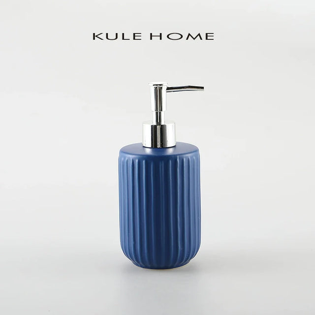 KULE HOME Stripe Ceramic Lotion and Hand Soap Bottle from KULE HOME