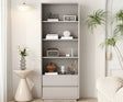 LINYUE Evelyn Solid Wood Cream Glass Door Bookcase from LINYUE