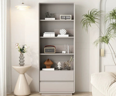 LINYUE Evelyn Solid Wood Cream Glass Door Bookcase from LINYUE