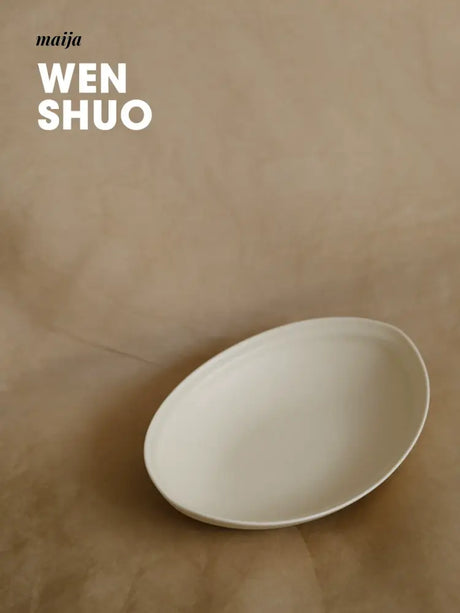 WENSHUO Cream Oval Ceramic Plate from WENSHUO