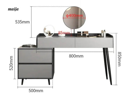 MEIHOUSE Telescopic Scandinavian Dressing Table Modern Bedroom Storage from MEIHOUSE