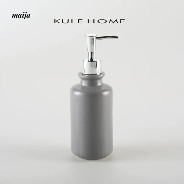 KULE HOME Glossy Grey Ceramic Lotion Bottle for Bathroom from KULE HOME