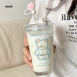 BANKE Bear Straw Glass Milk Coffee Cup from BANKE