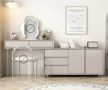 LINYUE Opal Cream Wind Solid Wood Bed End Dressing Table from LINYUE