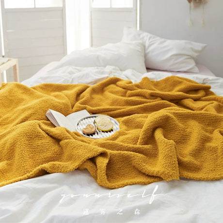 MISTYWOOD Knitted Yellow Plush Sofa Duvet from MISTYWOOD