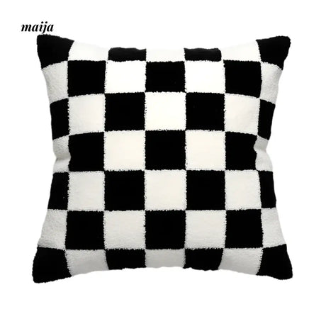MISTYWOOD Black and White Grid Pattern Pillow from MISTYWOOD