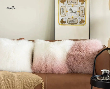 MISTYWOOD Pink Wool Pillow for Living Room from MISTYWOOD