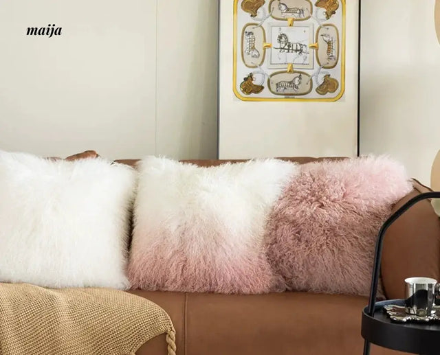 MISTYWOOD Pink Wool Pillow for Living Room from MISTYWOOD