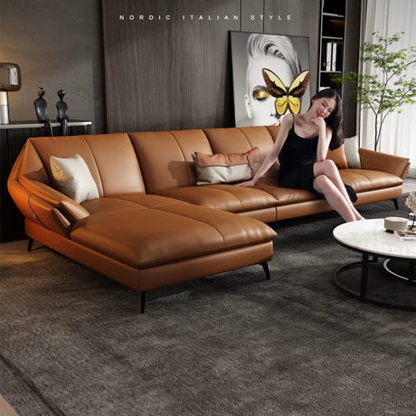 DIPU Harper Minimalist Leather Scandinavian Sofa from DIPU