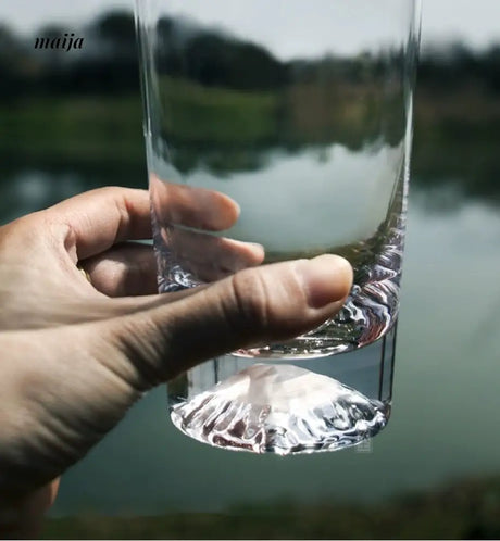 JOTO Fuji Mountain Glass Cup Handmade Snow Mountain Whiskey Cup from JOTO