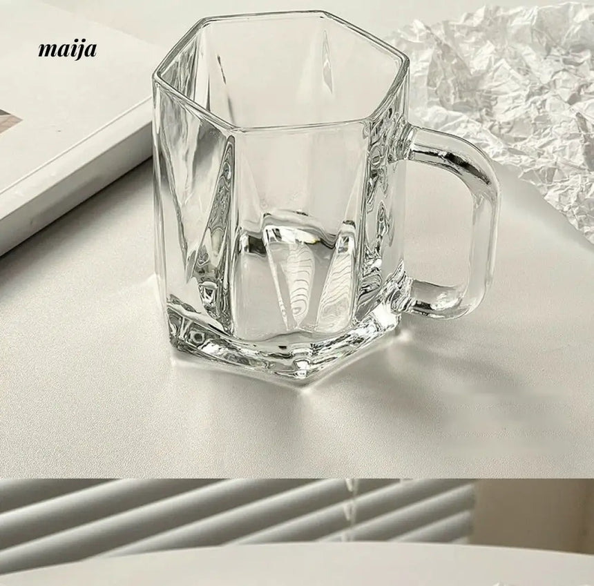BANKE Diamond Hexagonal Transparent Coffee Glass Cup from BANKE