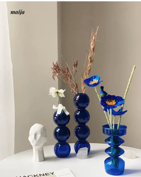 HOMESIDE Claine Blue Glass Vase from HOMESIDE