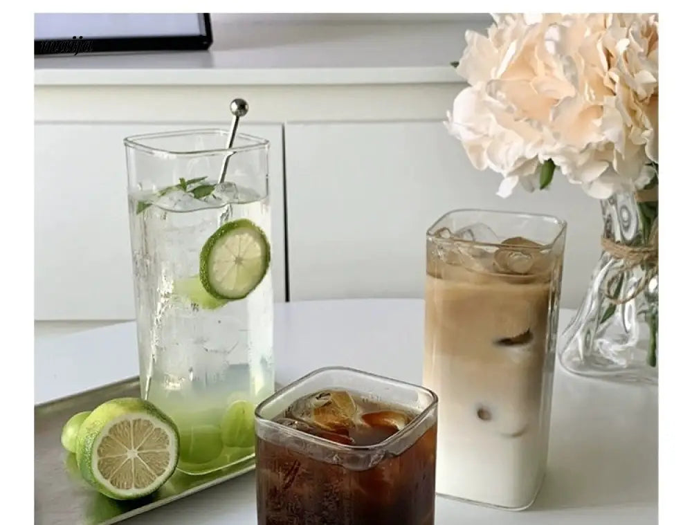 BANKE Rectangular Transparent Glass Cold Drink Cup from BANKE