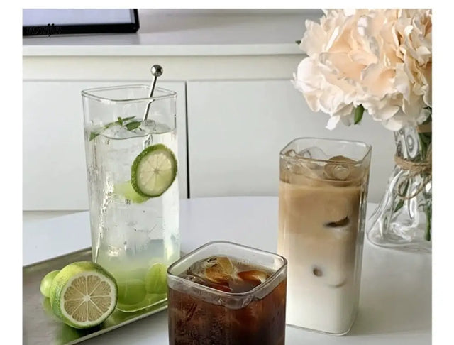 BANKE Rectangular Transparent Glass Cold Drink Cup from BANKE