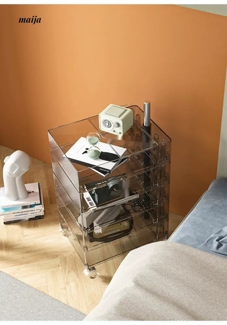 LOWERLEFT Rotating Acrylic Bedside Table from Lower Left