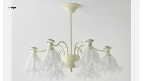 NANCY Cream Glass Chandelier French Retro Style from NANCY