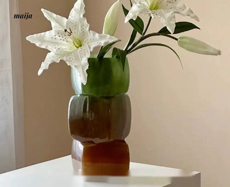 GUIFOU Square Glazed Green Vase from GUIFOU