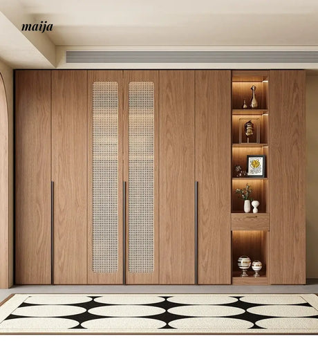 MEIHOUSE Medieval Rattan Glass Door Bedroom Wardrobe Modern Storage from MEIHOUSE