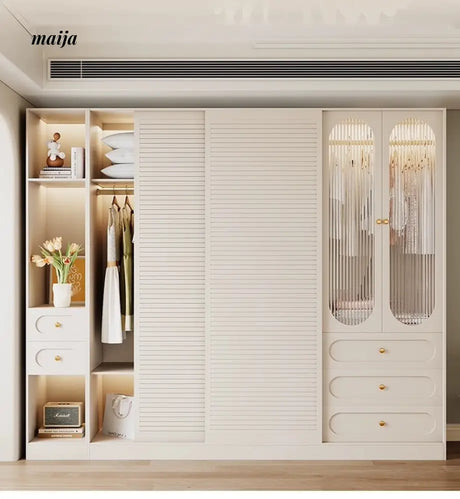 MEIHOUSE French Cream Sliding Door Bedroom Wardrobe Modern Storage from MEIHOUSE