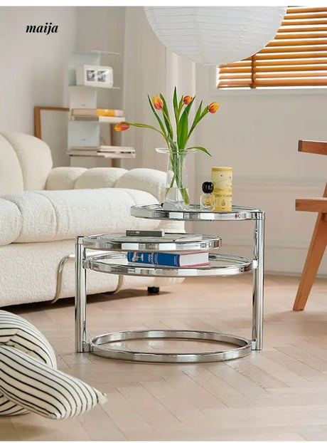 LOWERLEFT Rotating Glass Tea Table from Lower Left