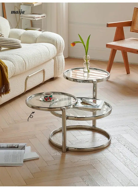 LOWERLEFT Rotating Glass Tea Table from Lower Left