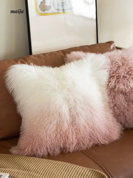 MISTYWOOD Pink Wool Pillow for Living Room from MISTYWOOD