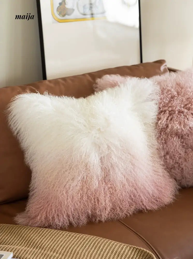 MISTYWOOD Pink Wool Pillow for Living Room from MISTYWOOD