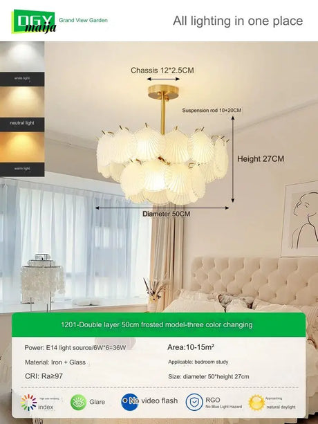GVG Crystal Scallop Shell Ceiling Lamp from Kaiyashi