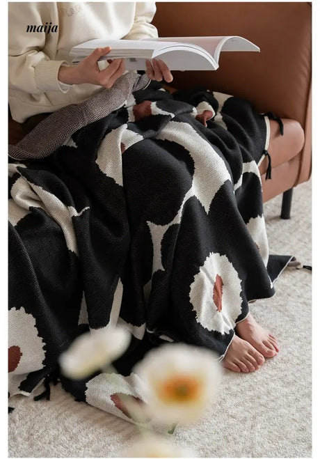MISTYWOOD Black Sofa Knitted Floral Duvet from MISTYWOOD