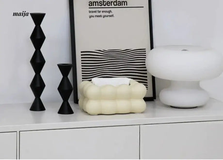 COLOURHUNTER Glossy Black Scandinavian Silver Retro Candle Holder from maija
