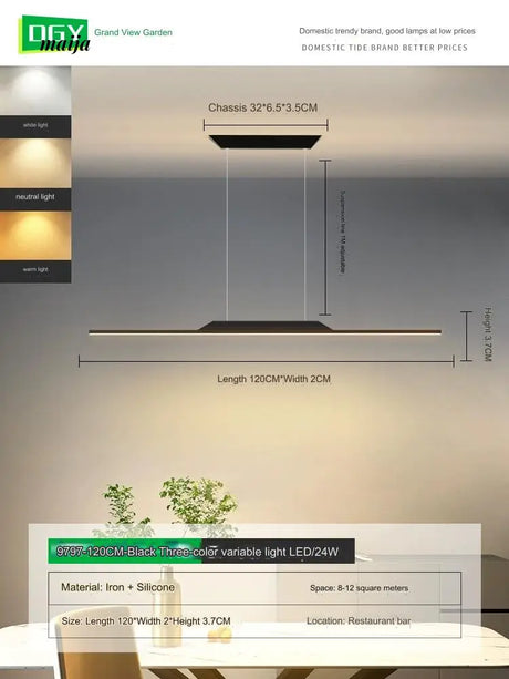 GVG Minimalistic Long Bar Ceiling Lamp from GVG